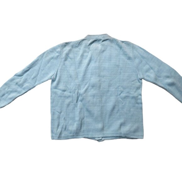 Vintage 1940s -1950s Sky Blue Long Sleeve Knit Cardigan Sweater XL - Picture 4 of 6